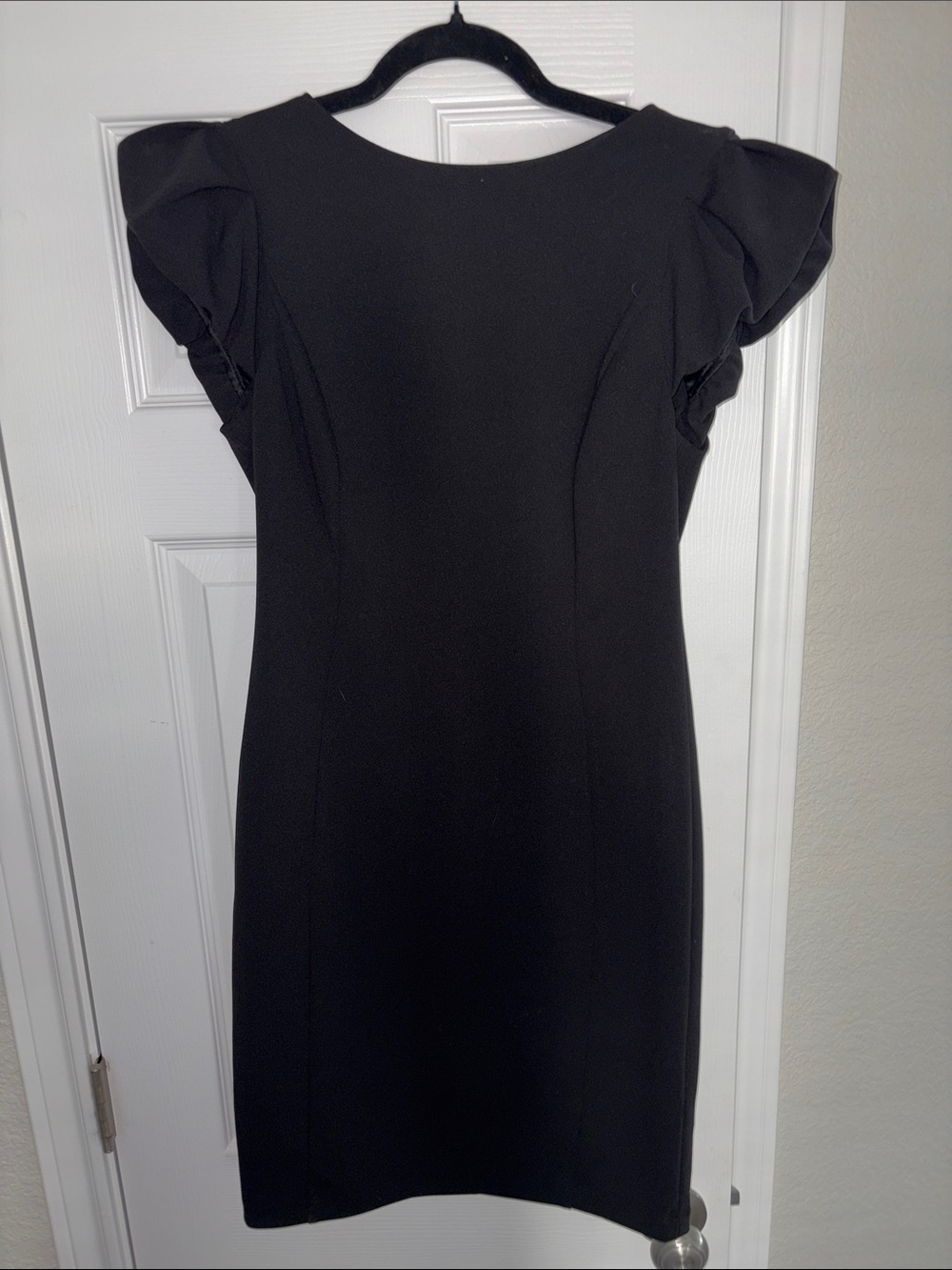 DKNY Black Mini Dress with Flutter Sleeves